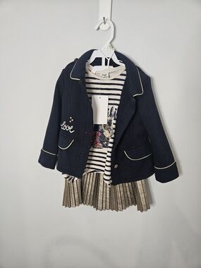 Mayoral Navy Blazer with Cream Piping Girls Matching Set Bnwt